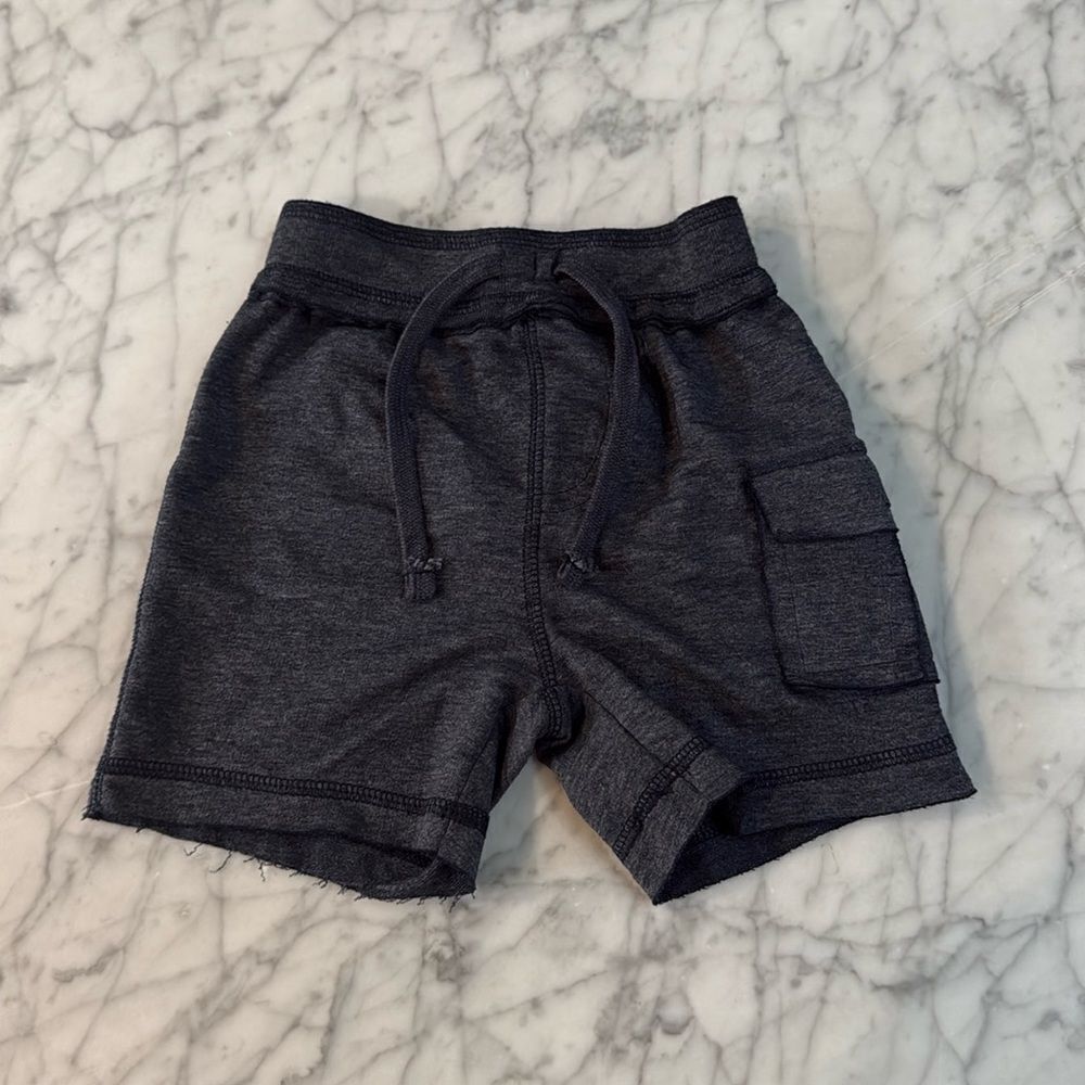 NWT Mish Kids Heathered Cargo Shorts - Distressed Navy Sz 24 Mo